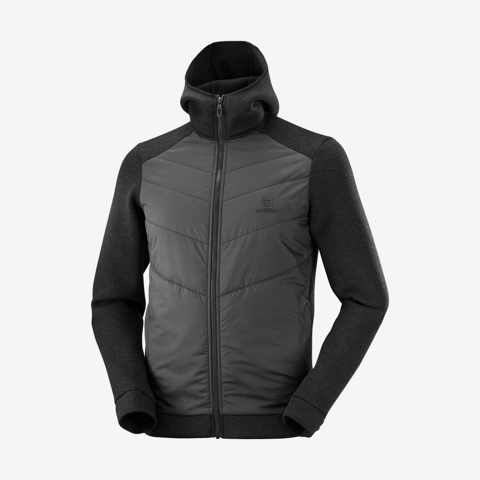 メンズ ミッドレイヤー ジャケット フード付き エッセンシャル Xwarm ハイブリッド ブラックヘザー